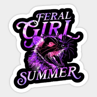 feral girl summer funny possum tie dye Sticker